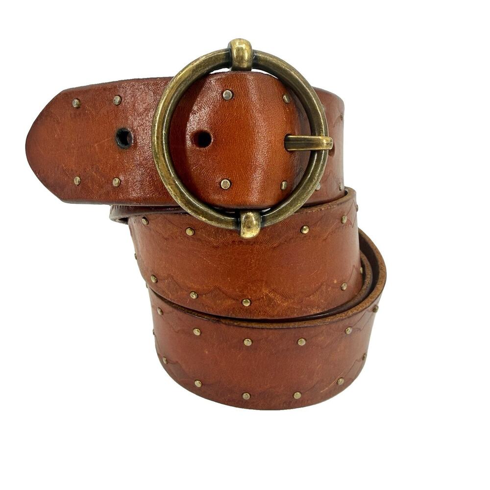 American Eagle Outfitters AEO Women's XL Belt Brown Leather Boho VTG Y2K? Studs